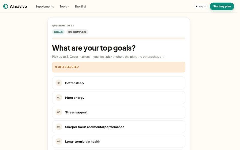 Intake question one of 53 asking the user to pick their top health goals